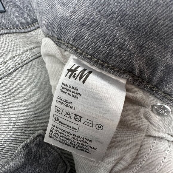 H&M Skinny Jeans Womens Size 30/32 Distressed Acid Wash Denim Gray - Picture 6 of 12